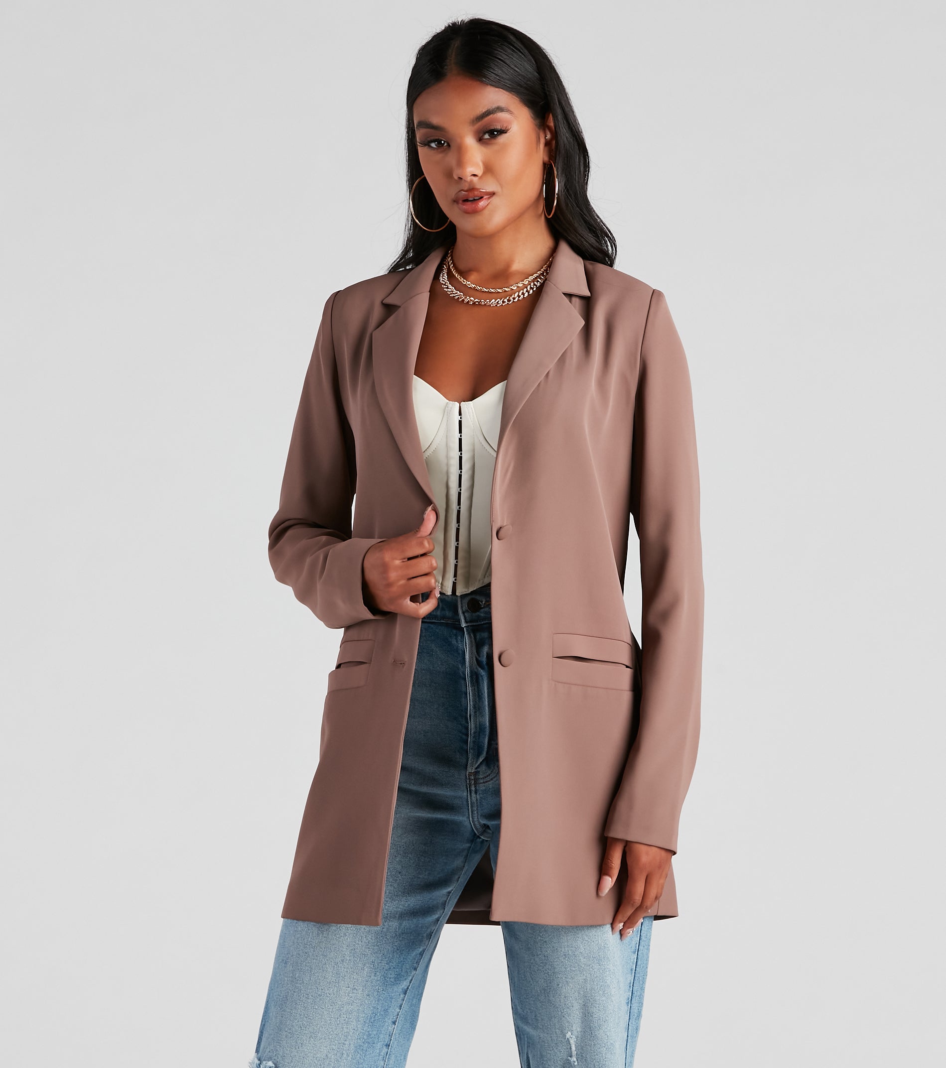 Seriously Chic Woven Long Blazer