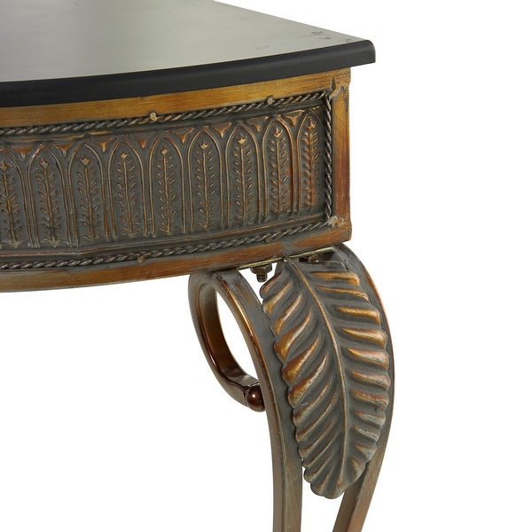 Gold Tone Iron Traditional Demi Lune Half Moon Console Table - 41 x 19 x 33