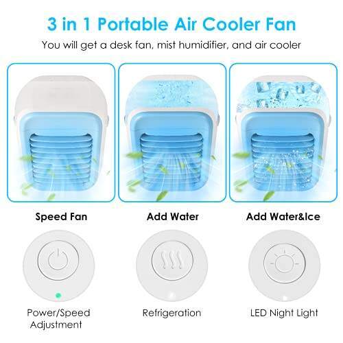 Portable Air Cooler, Mini3 Fan Speed, Desktop Cooling Fan for Room, Home, Office, Dorm Sterilizer, Humidifier & Purifier