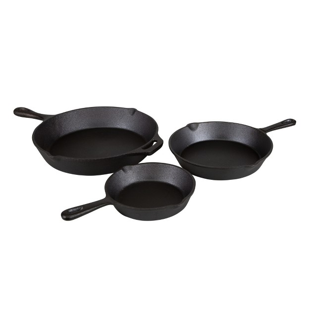 Stansport Pre seasoned Cast Iron Frying Pans 3 Piece Set