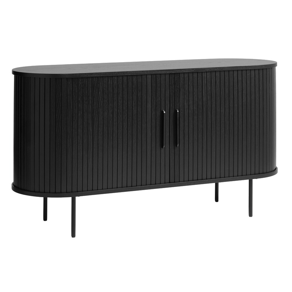 Rye Studio Nicola Mid Century Modern Rounded Sliding Door Sideboard 55\