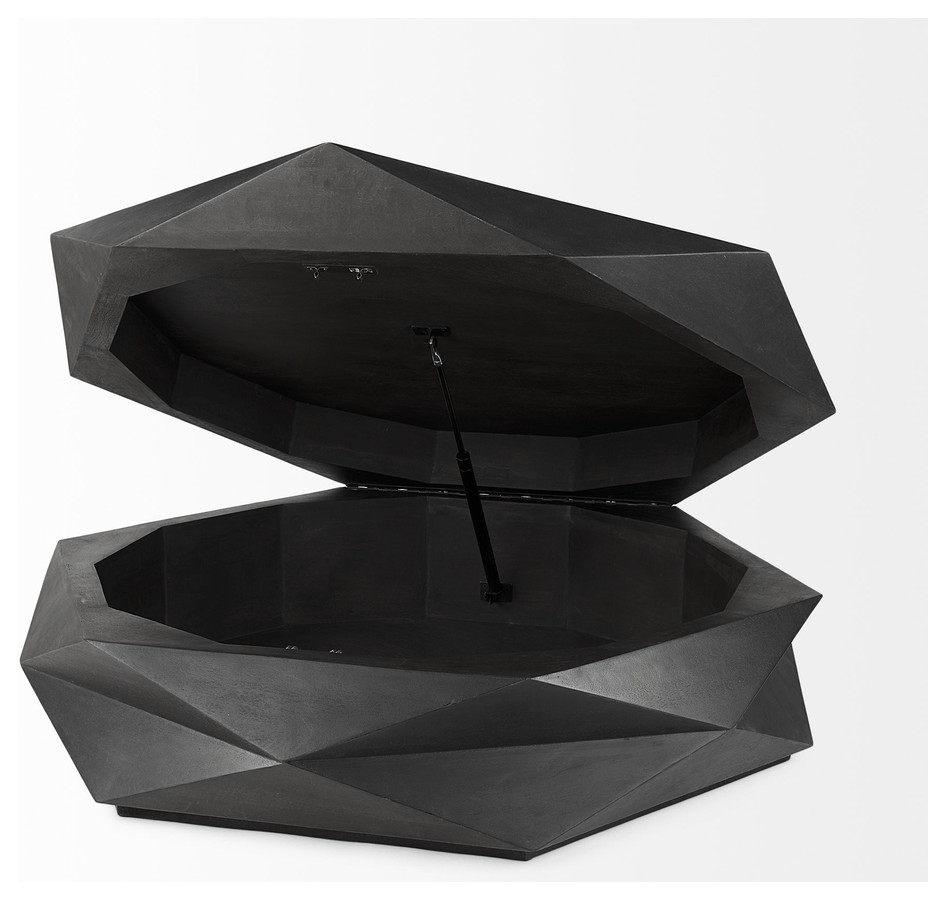 Mod Geometric Black Solid Wood Coffee Table   Transitional   Coffee Tables   by HomeRoots  Houzz