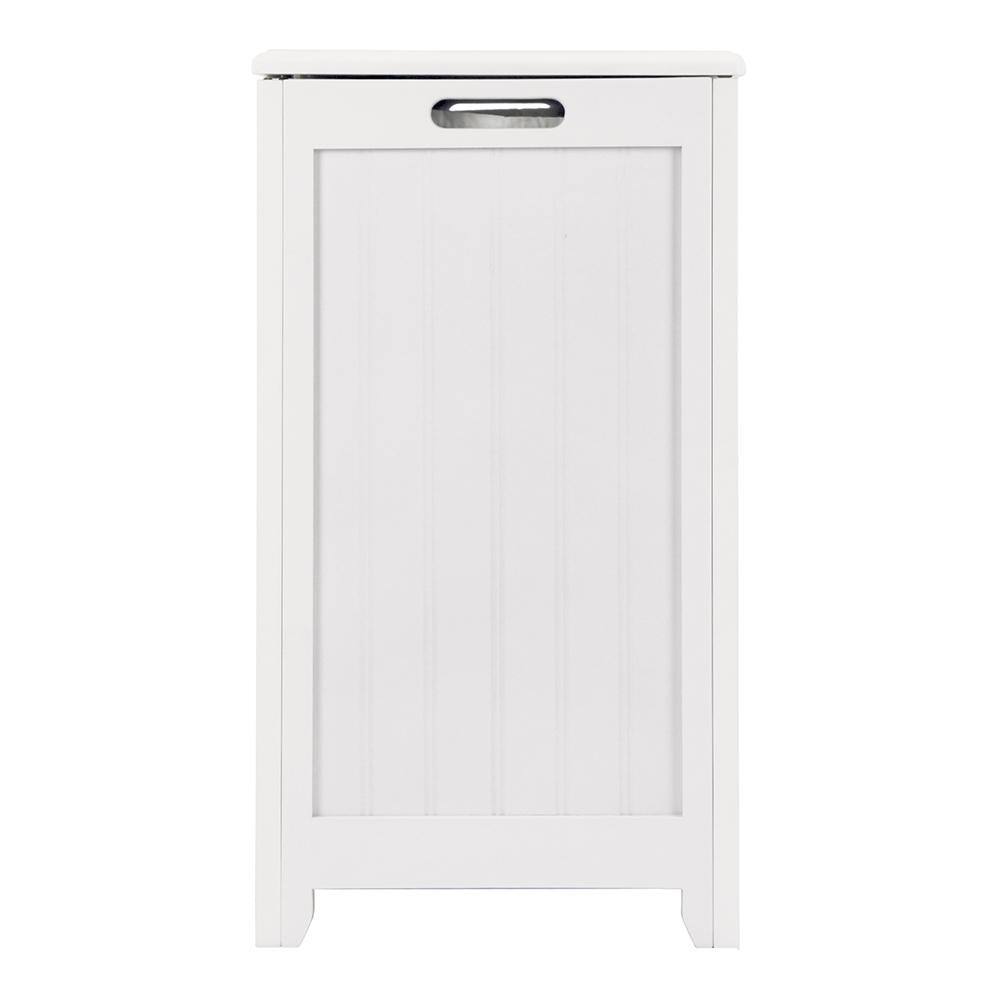 Oceanstar White Wainscot Style Rectangular Laundry Hamper RHP0109W