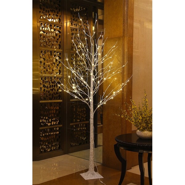 8FT Lighted Tree，132 LED Lighted Birch Tree for Decoration，Home Patio Wedding Festival Christmas Decor，Warm White