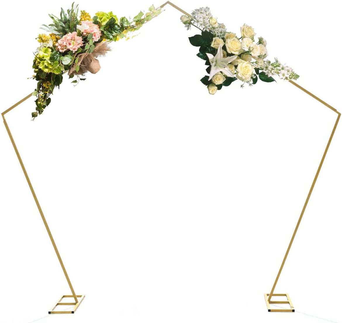 Flkoendmall Modern Pentagonal Wedding Arch Backdrop Stand Metal Frame Sturdy Bar Stand