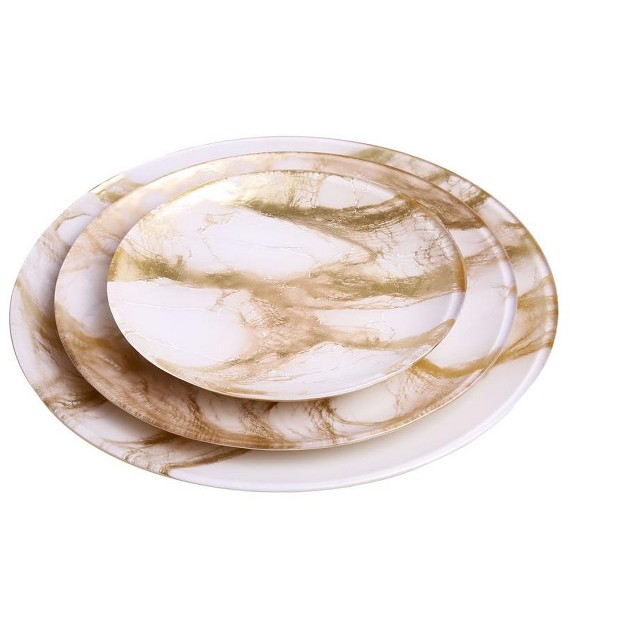 Classic Touch Set Of 4 Gold white Marble Plates 6 5 quot d