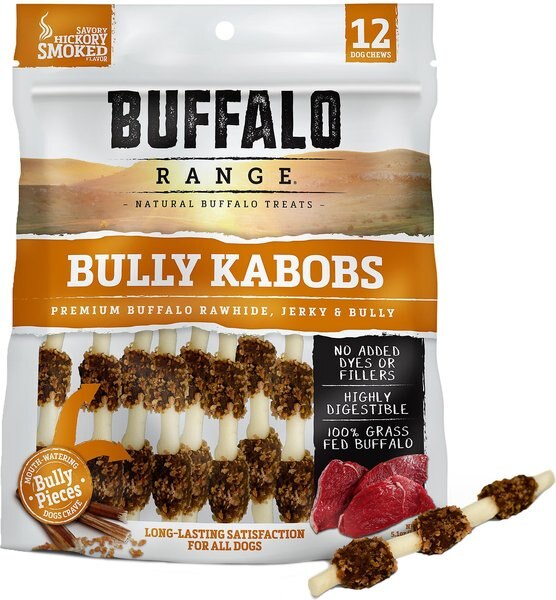 Buffalo Range Bully Dippers Rawhide and Jerky Kabobs Dog Treats