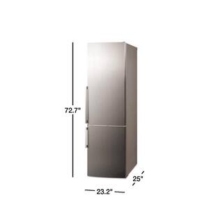 Summit Appliance 23.25 in. 11.35 cu. ft. Bottom Freezer Refrigerator in Stainless Steel Counter Depth FFBF246SS2