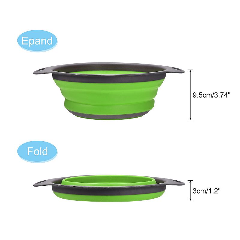 Collapsible Colander Silicone Round Foldable Strainer， Diameter Sizes 9.4inch