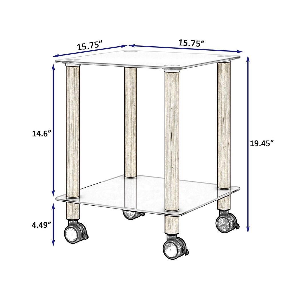 1 Piece Side Table 2 Tier Space End Table   15.75”*15.75”*19.37\