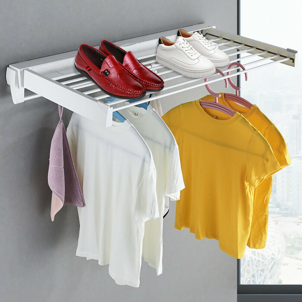 Flkoendmall Wall Mounted Foldable Clothes Drying Rack For Laundry Room Bathrooms Balcony