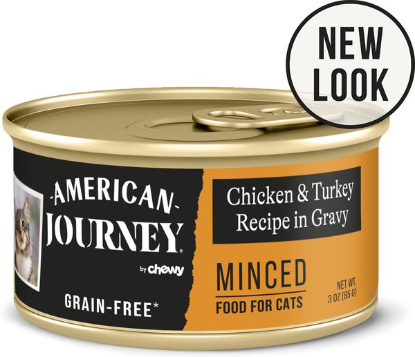 American Journey Minced Chicken and Turkey Recipe in Gravy Grain-Free Canned Cat Food