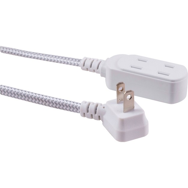 Cordinate 8 x27 3 Outlet Polarized Extension Cord Gray white