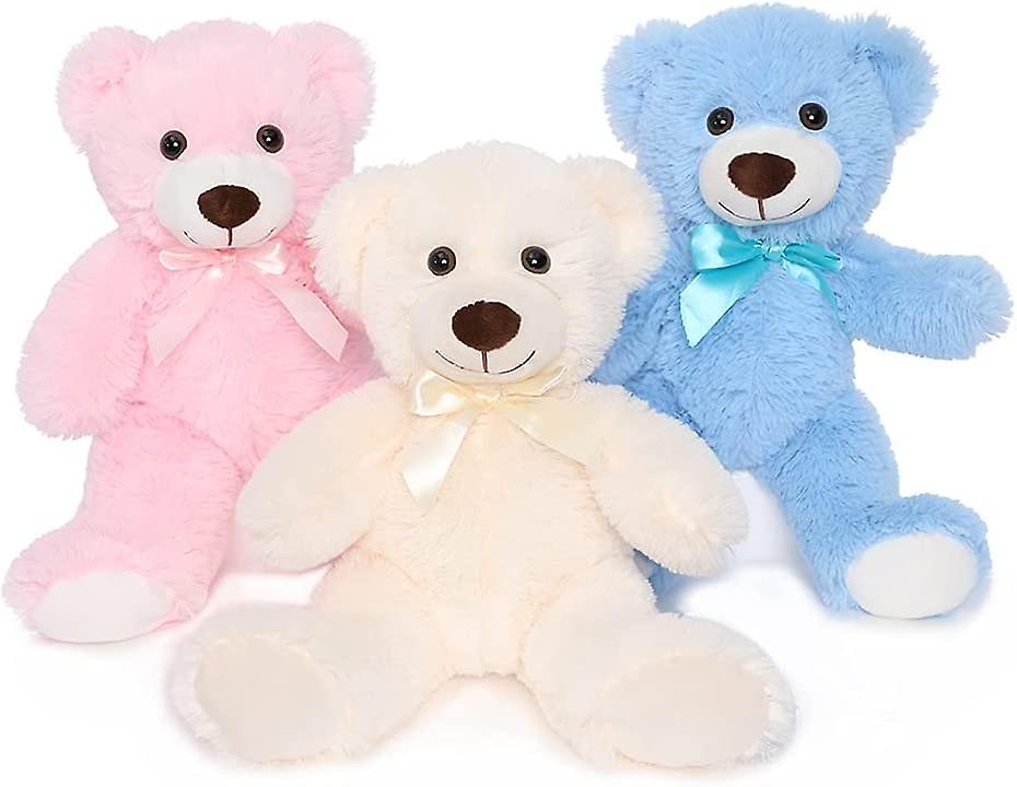 Cute Teddy Bear Stuffed Animal Soft Plush Bear Toy For Kids Boys Girls，as A Gift For Birthday/christmas/valentine's Day 13.8 Inch (3 Packs，3 Colors)