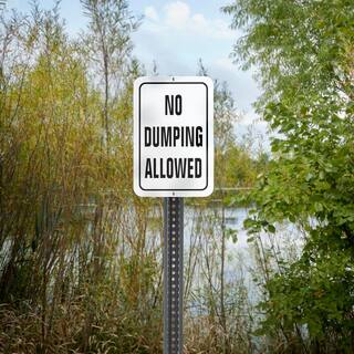 Everbilt 18 in. x 12 in. Aluminum No Dumping Allowed 31274