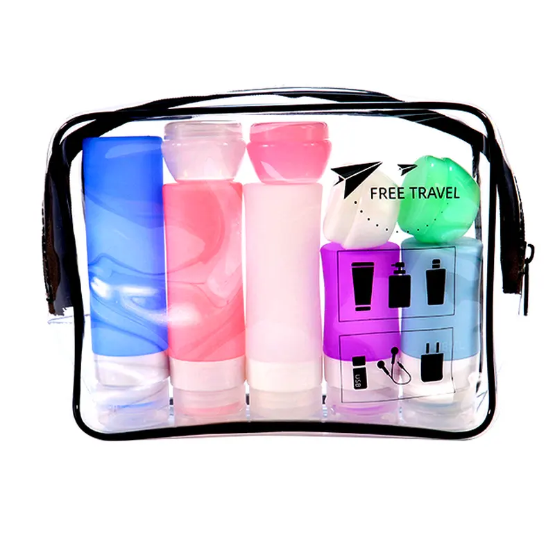 TSA Approved Portable Squeeze Leakproof  Empty 2oz 60ml Cosmetic Container Travel Lotion Shampoo Silicone Travel Kit Bottle Set