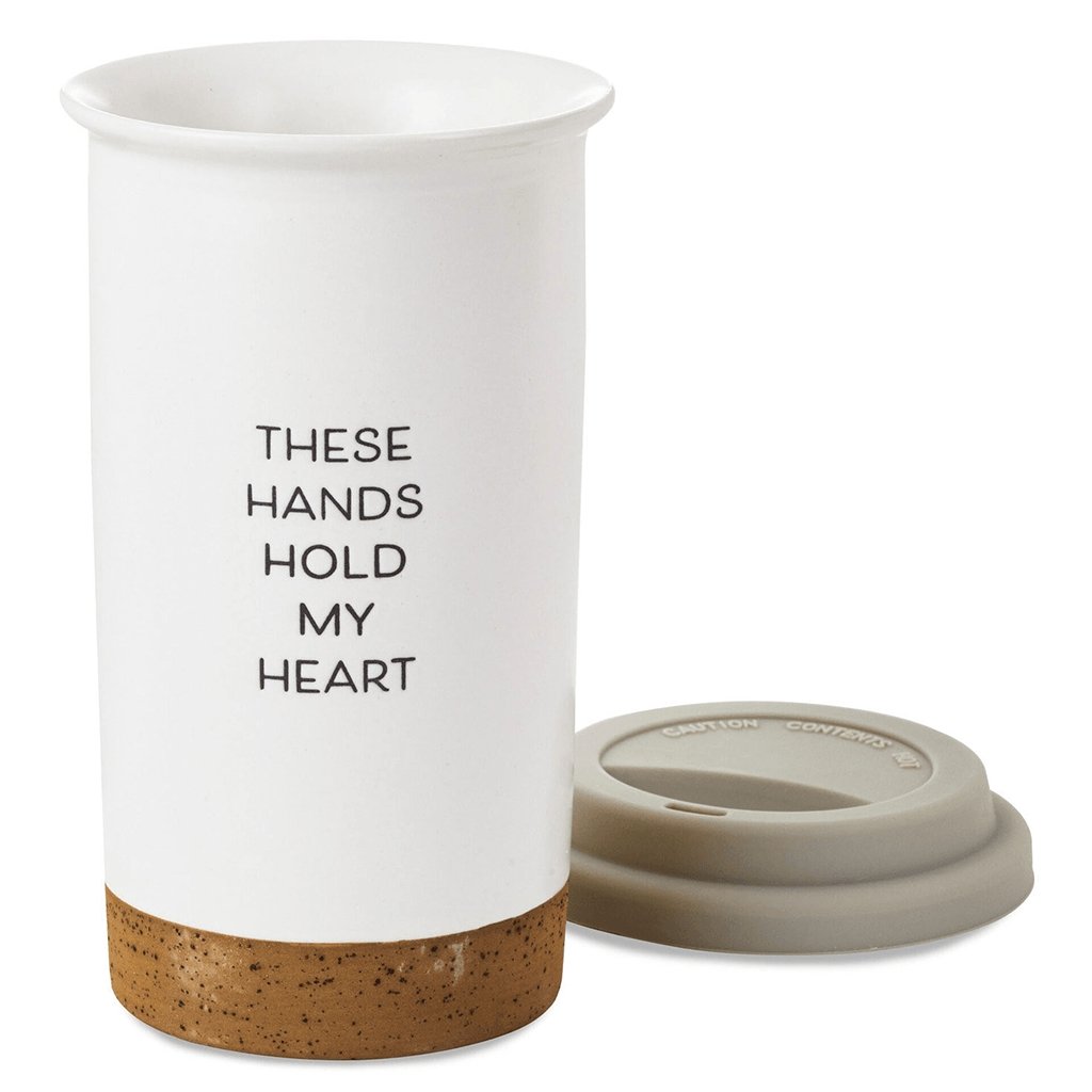 Hallmark  These Hands Hold My Heart Ceramic Travel Mug, 12.5 oz.