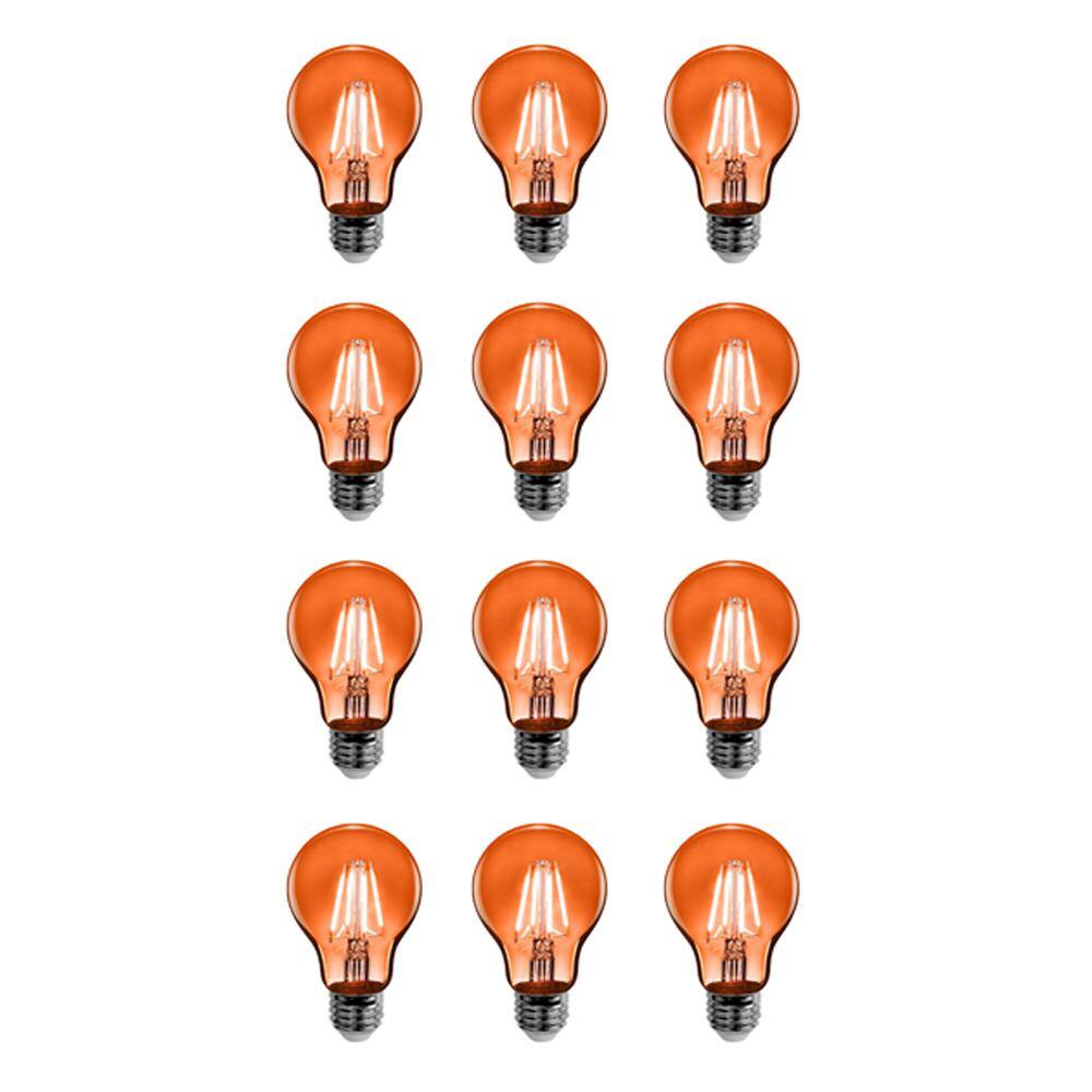 Feit Electric 25-Watt Equivalent A19 Medium E26 Base Dimmable Filament Orange Colored LED Clear Glass Light Bulb (12-Pack) A19TOLED12