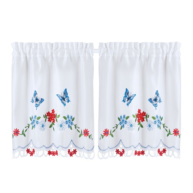 Collections Etc Americana Butterfly And Cutout Border Curtain Tier Set