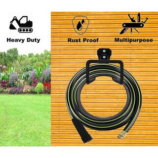 Cubilan Hose Hanger Black Heavy-Duty Metal Hose Holder Wall Mount Hook for Garden HoseExpandable HoseHose Reel B0BJQ8M8PG