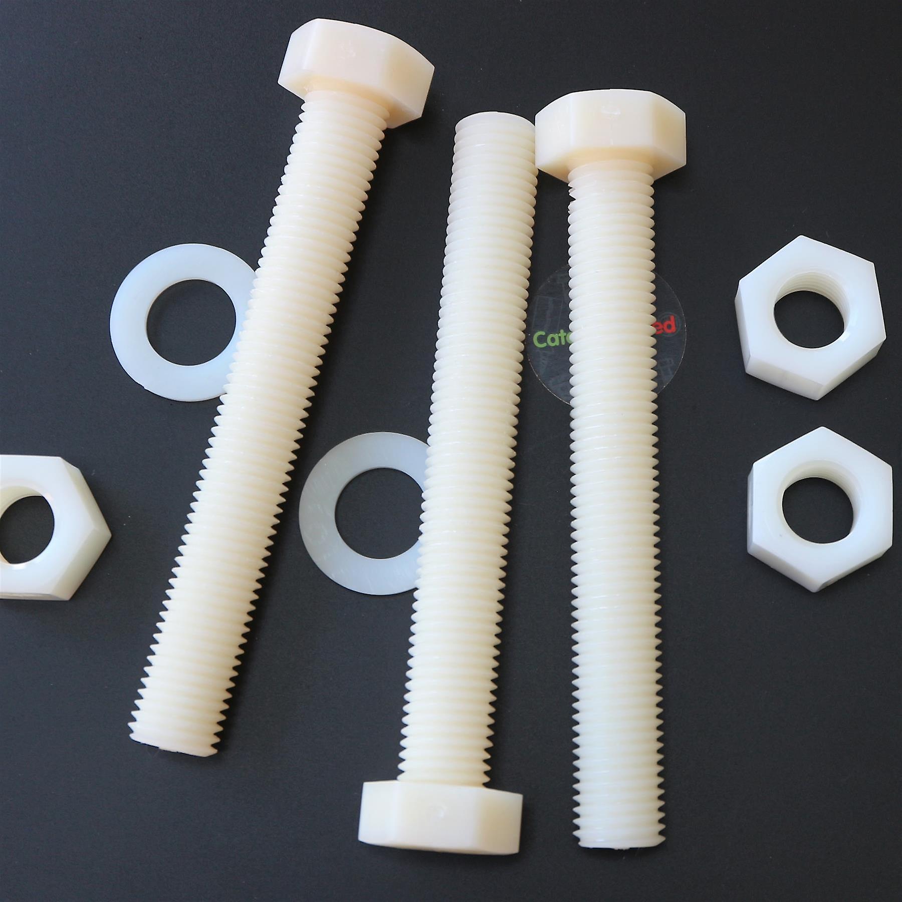 5x Natural， Hex Head， Nylon， M20 x 150mm， Plastic Bolts，Nuts and Washers， -Screws