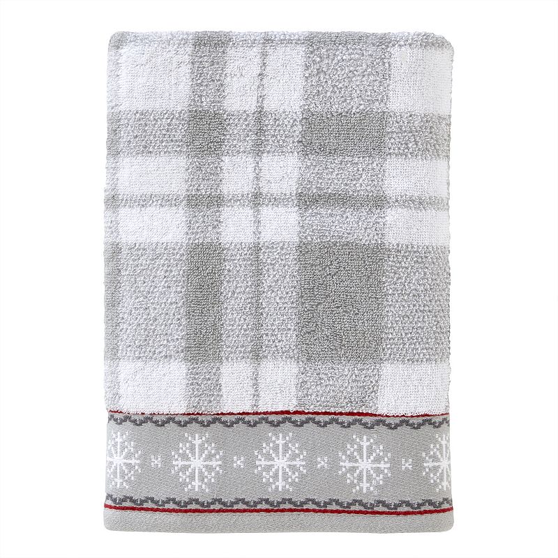 SKL Home Whistler Plaid Snowflake Trim Bath Towel