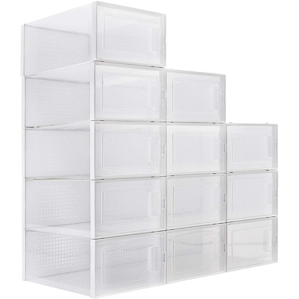 Foldable transparent storage shoe box (Set of 12)