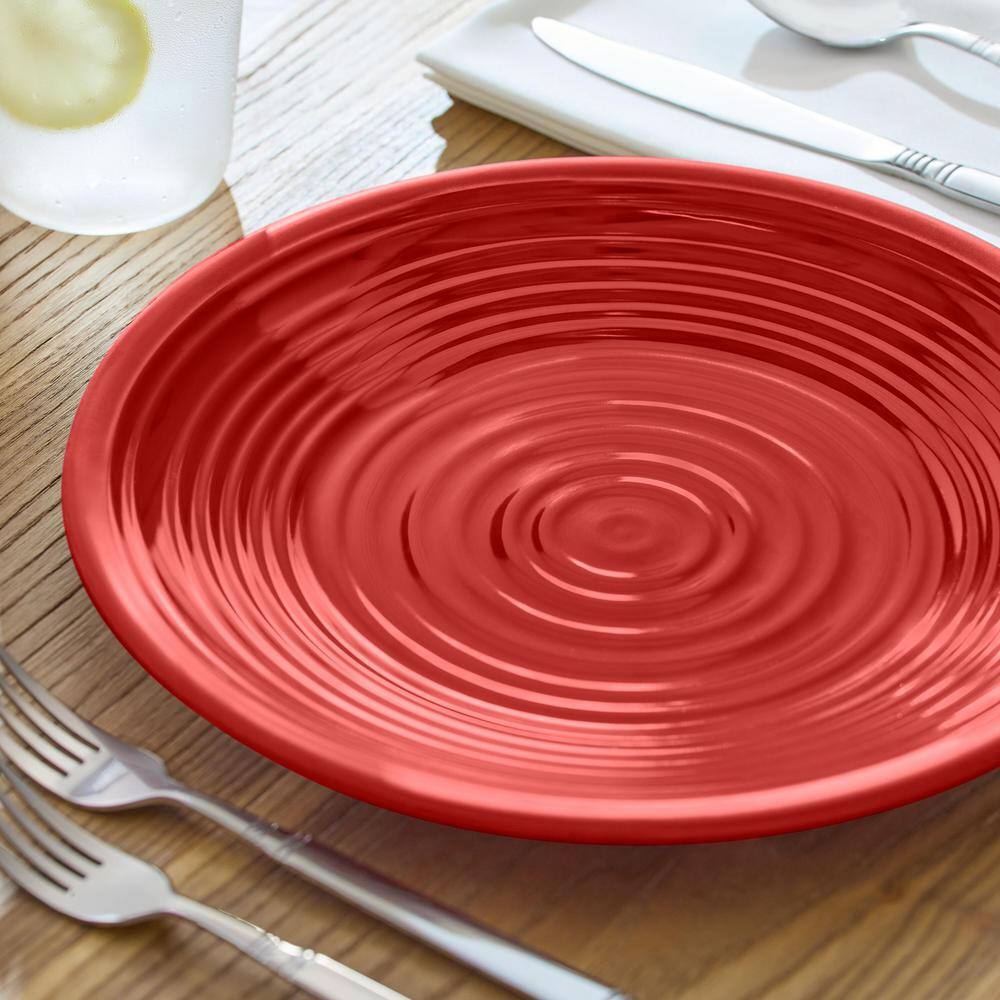 StyleWell Taryn Melamine Dinner Plates in Ribbed Chili Red (Set of 6) FF5881CHI