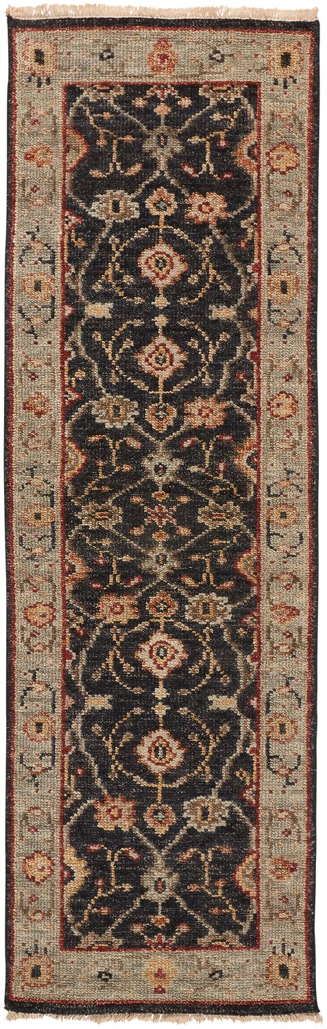 Irie Hand Knotted Black and Gold Rug by BD Fine