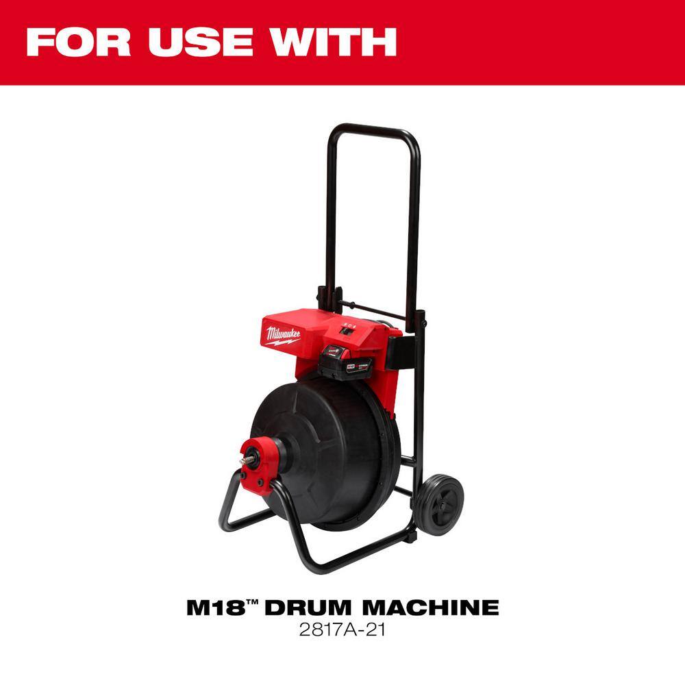 MW M18 18-Volt Lithium-Ion Cordless Drain Cleaning Drum with 38 in. x 75 ft. Cable 47-53-2817-48-53-2776