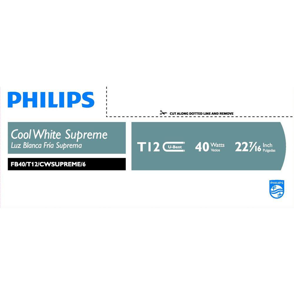 Philips 40-Watt 4 ft. U-Bent Linear T12 Fluorescent Tube Light Bulb Cool White Supreme (4100K) (1-Pack) 562958