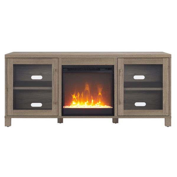 Quincy Rectangular TV Stand with Crystal Fireplace for TV's up to 65