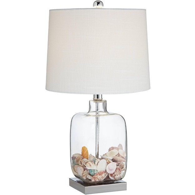 High Clear Glass Fillable Sea Shells White Drum Shade For Living Room Family Bedroom Bedside