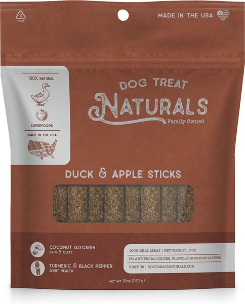 Dog Treat Naturals Duck and Apple Superfood Fresh All Stages Natural Chew Stick Dog Treats， 10-oz bag