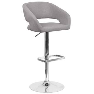 Flash Furniture 32 in. Adjustable Height Gray Cushioned Bar Stool CH122070GYFAB