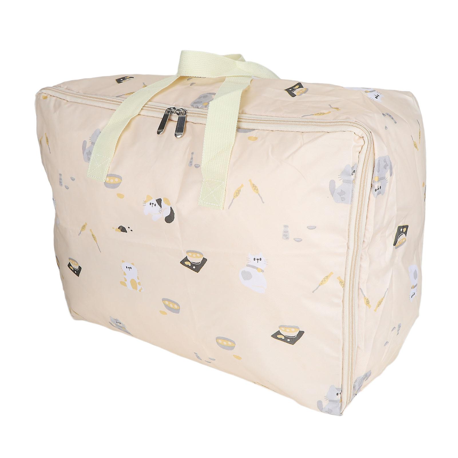 Storage Bag Foldable Portable Large Capacity Zippered Storage Box For Clothes Quilt Pillow Blanket Organizingwhite Cat Pattern
