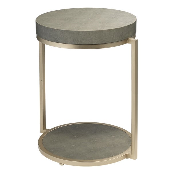 Alden Décor Cleo Faux Shagreen Round Side Table， Grey