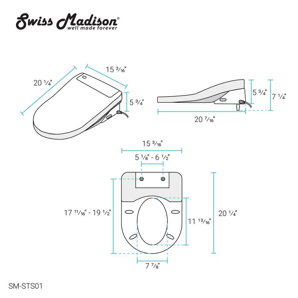 Swiss Madison Vivante Electric Bidet Seat for Elongated Toilets in White SM-STS01