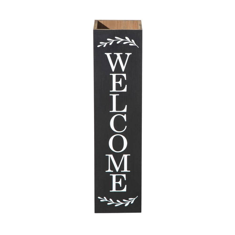 Glitzhome 30 in. H Black Double Sided Wooden Boxed quotWelcome Porchquot Porch Sign 2022900047