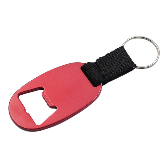 Aspire Blank Oval Bottle Opener Keychain with Stra...