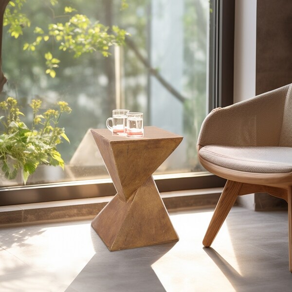 Concrete Art Side Table Modern Accent end Table for Indoor Outdoor