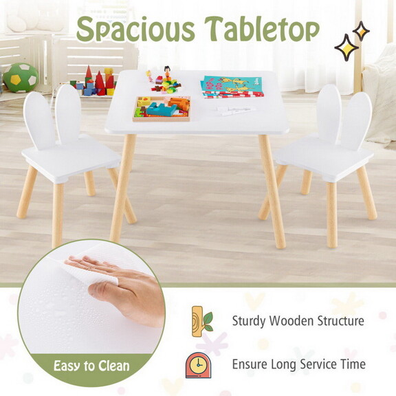 Costway 57386421 3 Pieces Kids Table and Chairs Se...