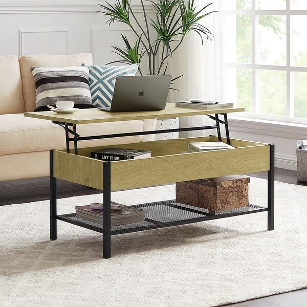 Adjustable Height Lift Top End Table with Sufficient Storage Space