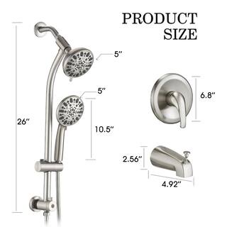 YASINU Single-Handle 7-Spray Settings Round Dual Shower Heads High Pressure Tub Shower Faucet in Matte Black (Valve Included) YNAH437MB