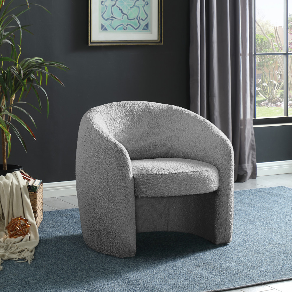 Acadia Boucle Fabric Upholstered Accent Chair   Midcentury   Armchairs And Accent Chairs   by Meridian Furniture  Houzz