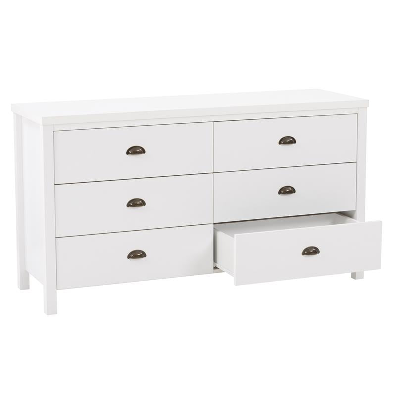 CorLiving Boston 6 Drawer Dresser - White Engineered Wood