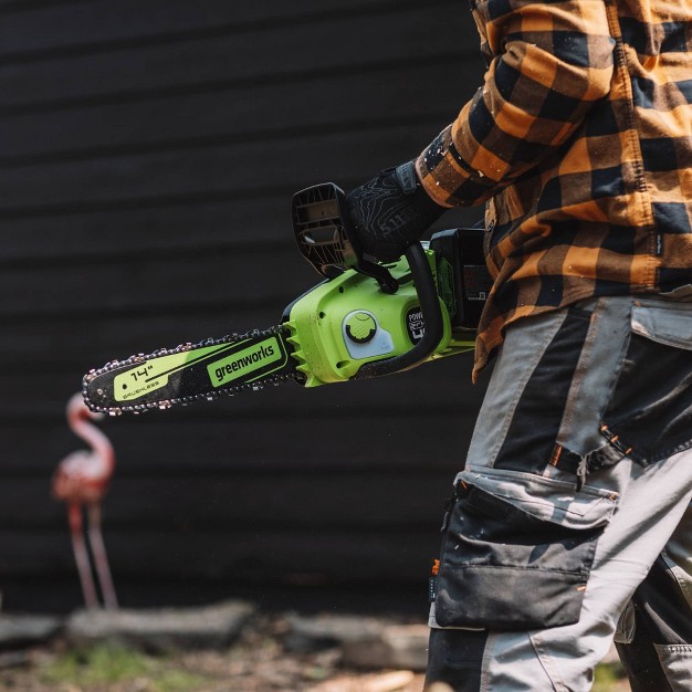 24v 4ah Cordless Brushless Chainsaw Kit With 2 Batteries And Dual Port Charger