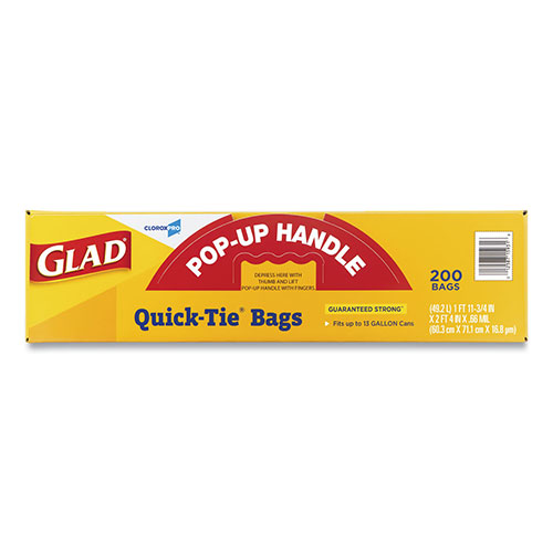 Clorox Glad Tall Kitchen Quick-Tie Bags | 13 gal， 0.66 mil， 23.75