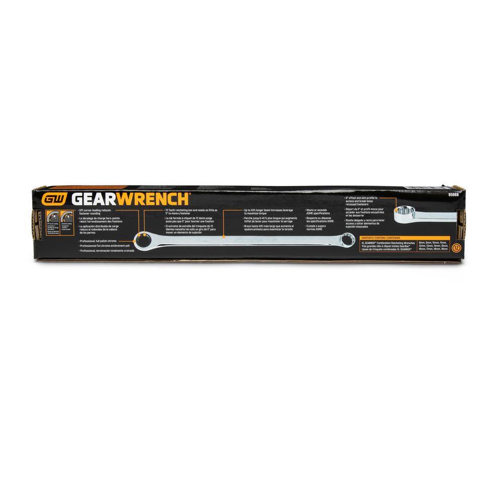 GEARWRENCH 72-Tooth 12 Point Metric XL GearBox Double Box Ratcheting Wrench Set (12-Piece) 85988