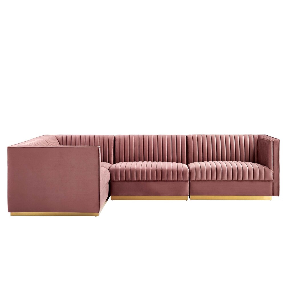 Sanguine Channel Tufted Performance Velvet 4 Piece Left Facing Modular Sectional Sofa